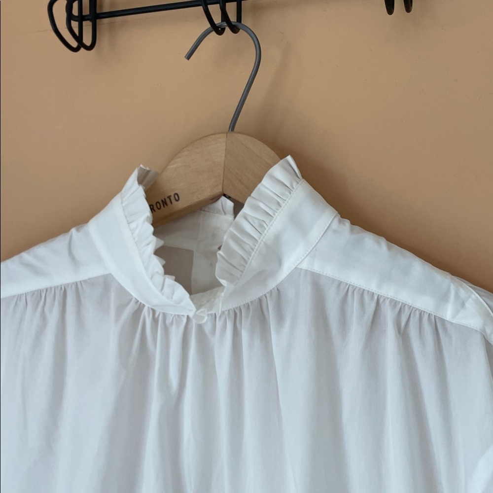MaxMara Ivory Ruffled Neck Long line Blouse or Tunic - Picture 2 of 6